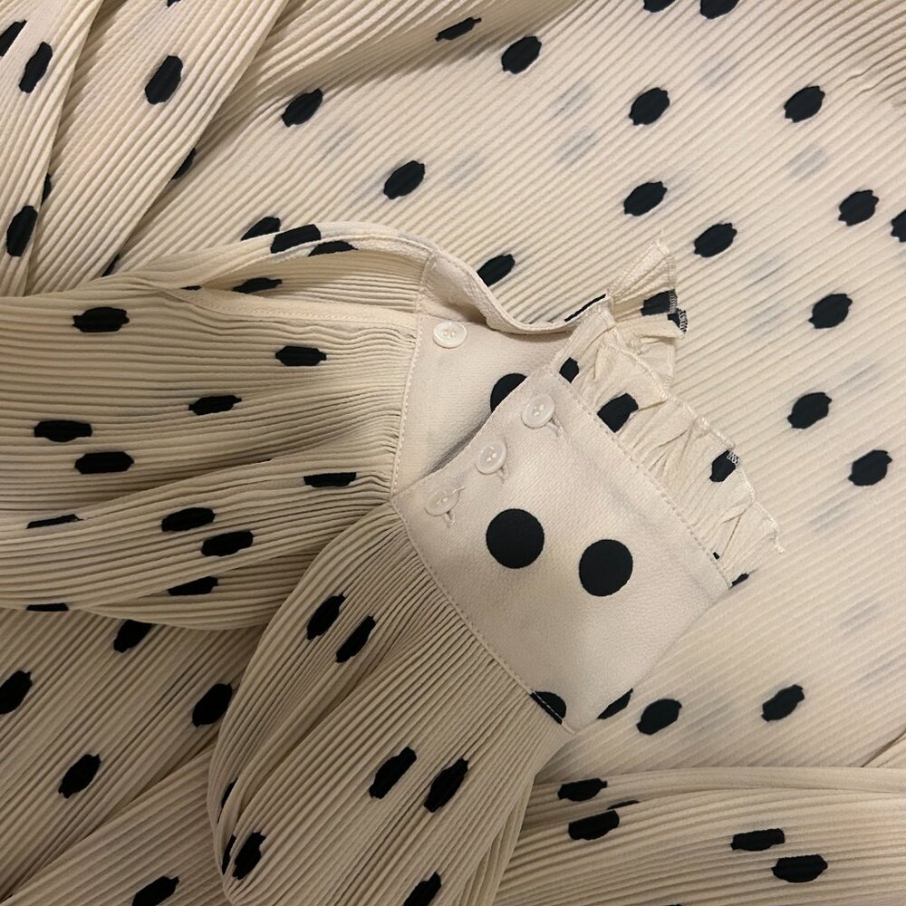Sezane Cream Blouse with Black Polka Dots - Picture 4 of 6